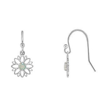 PRIMROSE Sterling Silver Opal Flower Drop Earrings