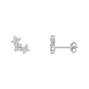 PRIMROSE Sterling Silver Cubic Zirconia Crawler Stud Earrings