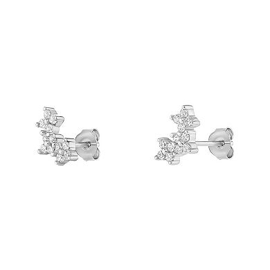 PRIMROSE Sterling Silver Cubic Zirconia Crawler Stud Earrings