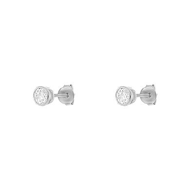 PRIMROSE Sterling Silver Cubic Zirconia 5 mm Round Stud Earrings