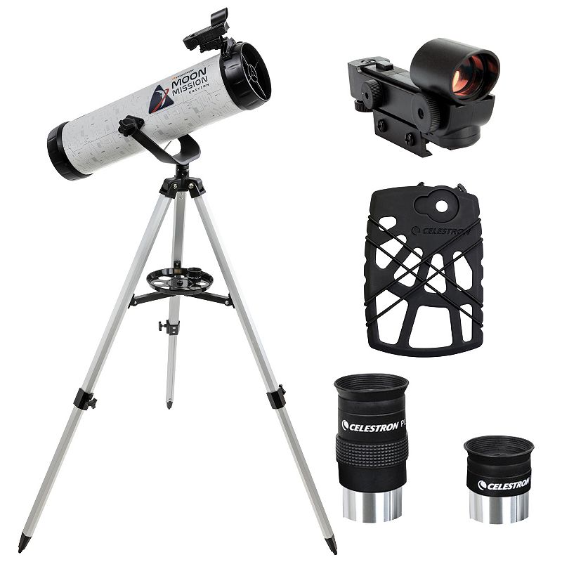Celestron Moon Mission 114AZ-SR Reflector Telescope with Smartphone Adapter, Black