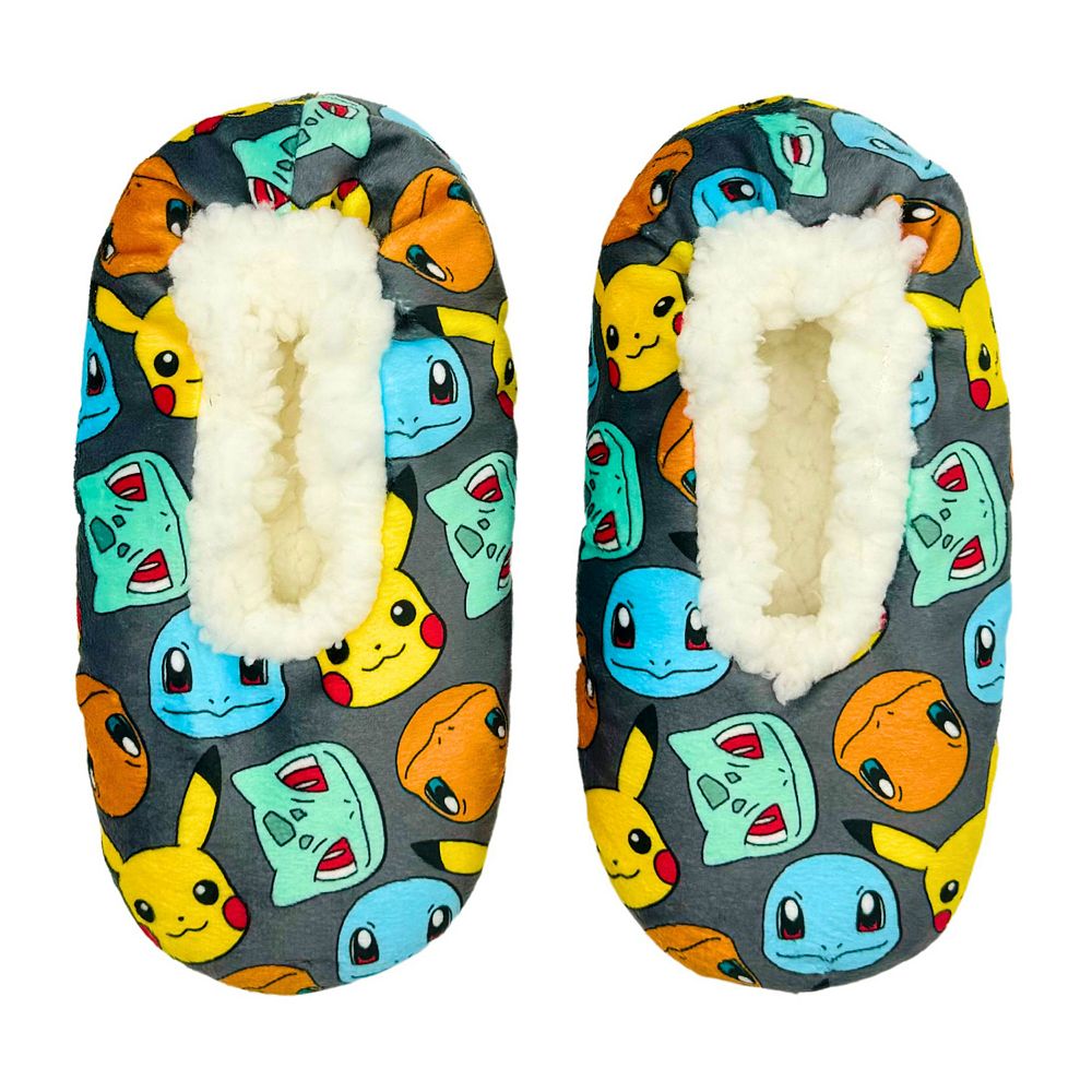 Boys Pokemon Classic Starters Fuzzy Babba Slipper Socks, image size:1000x1000