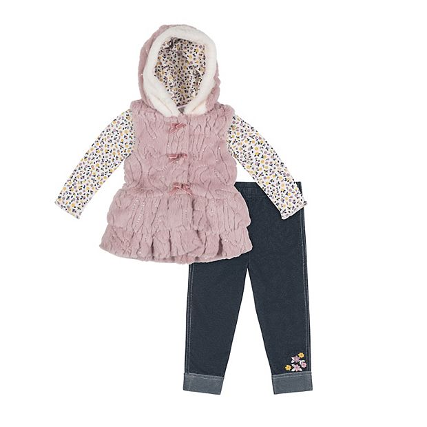 Little lass faux fur vest set shop