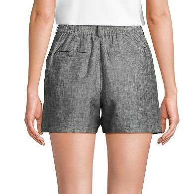 Women's Lands' End 5" Linen High Waisted Pleated A-Line Shorts