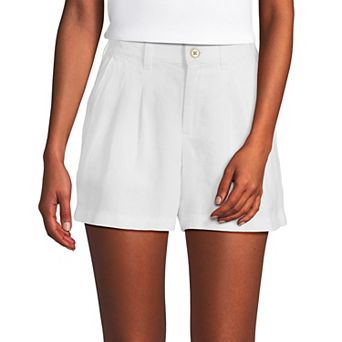 Women's Lands' End 5" Linen High Waisted Pleated A-Line Shorts
