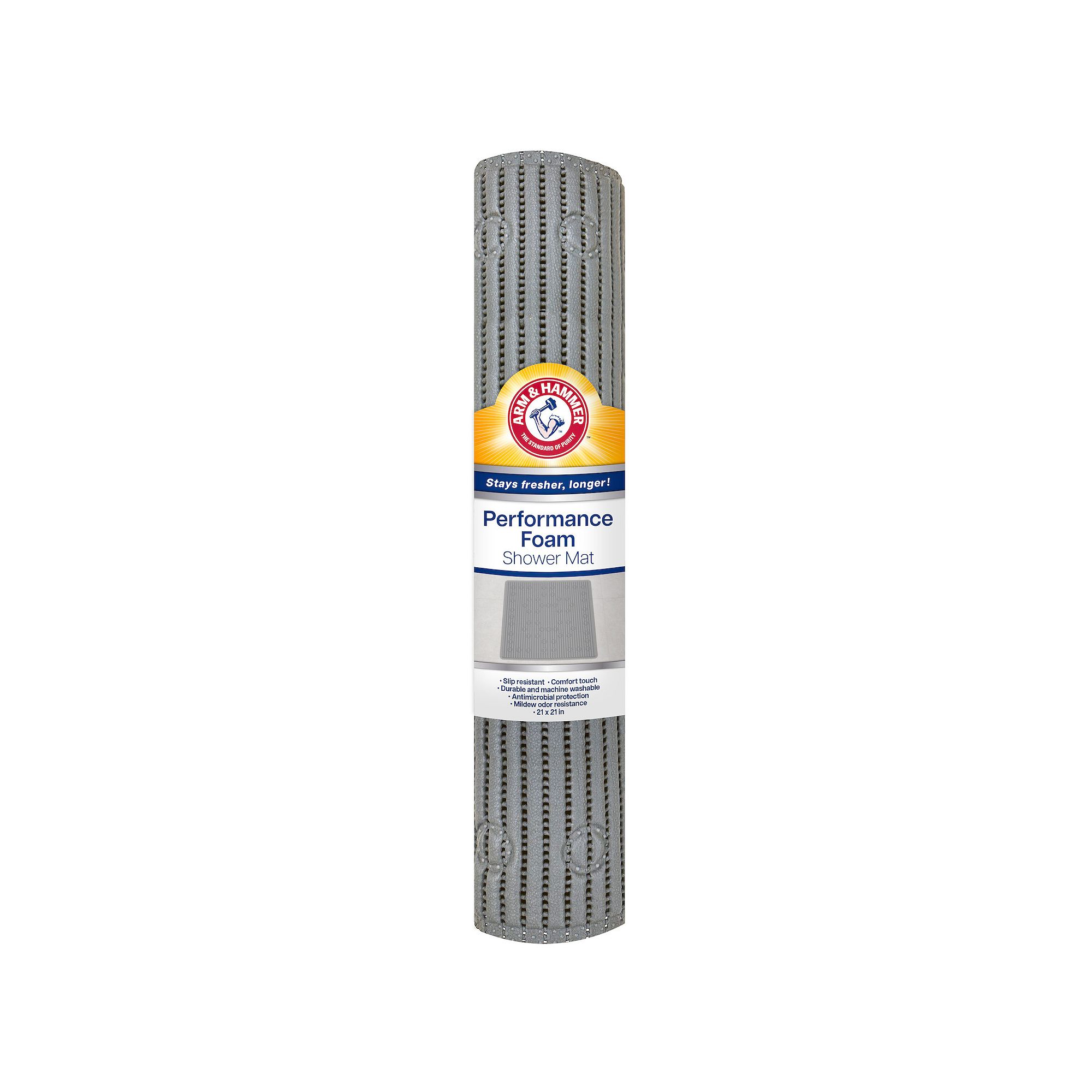 Arm & Hammer Performance Foam Ribbed Shower Mat, Gray