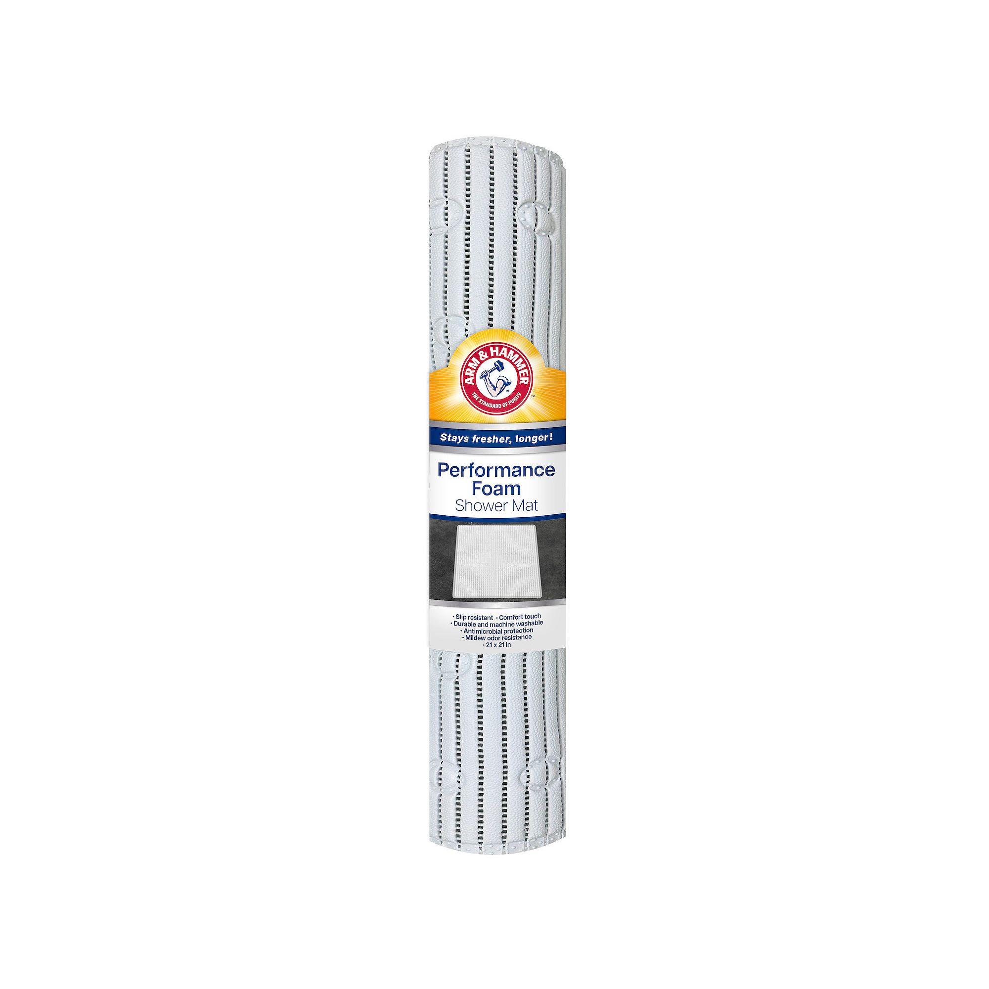 Arm & Hammer Performance Foam Ribbed Shower Mat, White