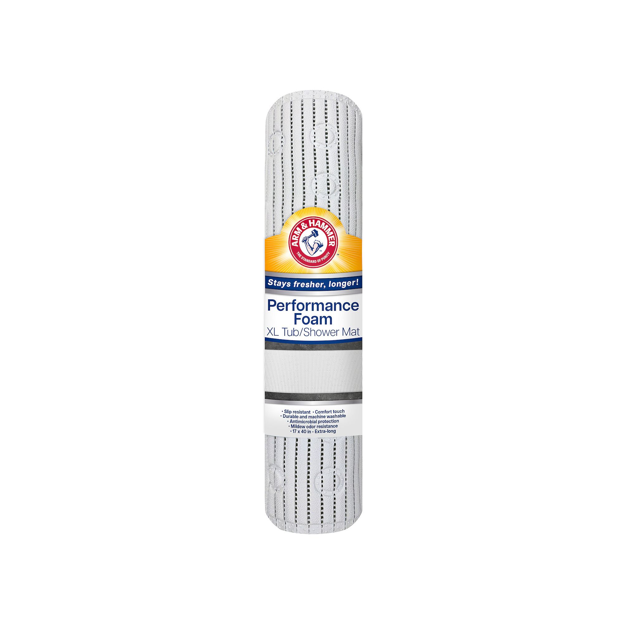 Arm & Hammer Performance Foam Ribbed Tub / Shower Mat, White