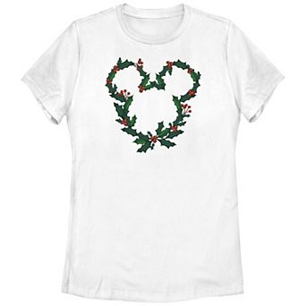 Disney's Mickey Mouse Christmas Wreath Design Juniors' Graphic Tee