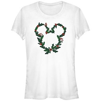 Disney's Mickey Mouse Christmas Wreath Design Juniors' Graphic Tee