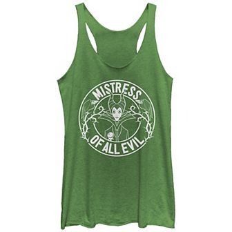 Disney's Villains Maleficent Mistress Of All Evil Stamp Tri-Blend Juniors' Graphic Racerback Tank