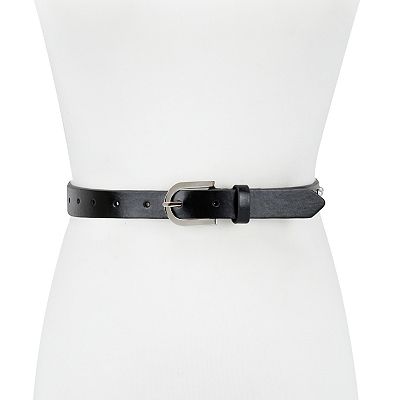 【新品】zoe Roller belt mini /silver × black ZOE】 Roller belt mini / silver × black Black Leather Belt
