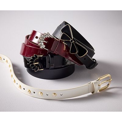 5533 Women\'s 2 Pack Pearl Belt Faux Leather Adjustable Pu Belts Loops INSPIRE CHIC Women main image 2