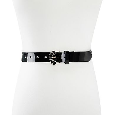Women's LC Lauren Conrad Bejeweled Buckle Faux-Leather Harness Belt