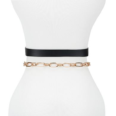 Women's LC Lauren Conrad 2-Piece Chain Belt & Western Harness Buckle Belt Set