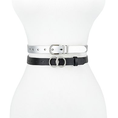 Women's LC Lauren Conrad 2-Piece Mixed Metallic Skinny Casual Belts Set