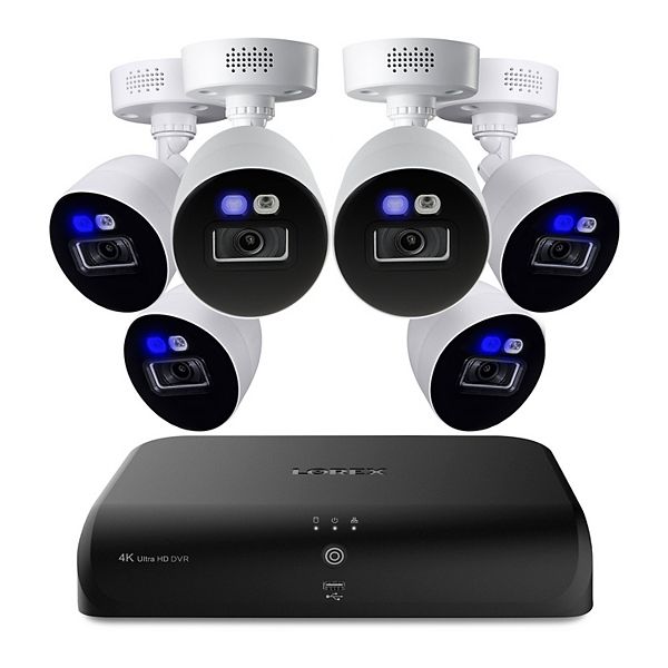 Lorex Fusion 4K 12-Channel 2TB Wired DVR System with Smart Deterrence Cameras - White