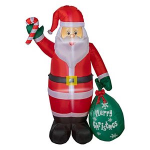 KOOY 9FT Christmas Inflatable Santa On Airplane - Outdoor Yard Decoration With LED Lights, Waterproof Polyester
