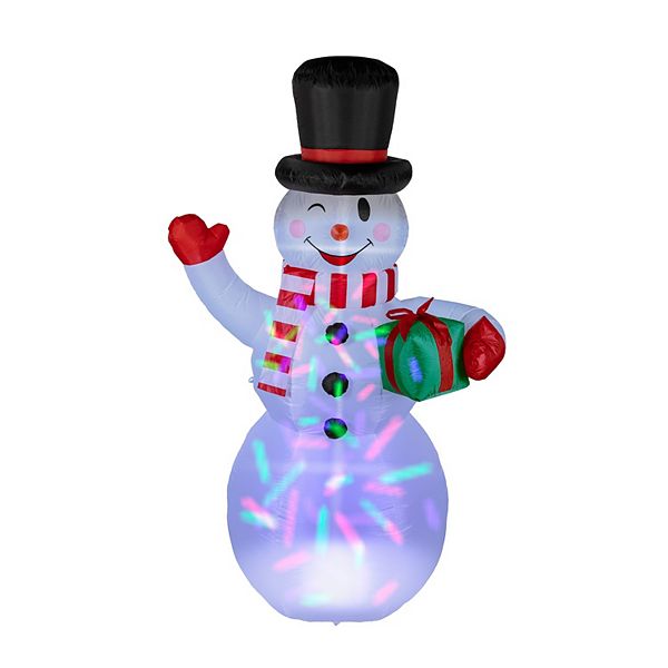 Inflatable 7ft Disco Light-Up Snowman Outdoor Decor - None