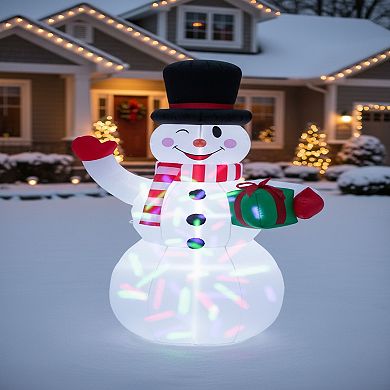 Inflatable 7ft Disco Light-Up Snowman Outdoor Decor