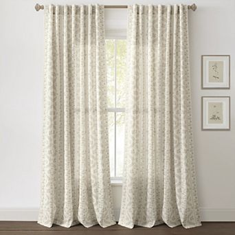 Lush Decor Doreen Light-Filtering Floral Set of 2 Window Curtain Panels