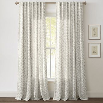 Lush Decor Doreen Light-Filtering Floral Set of 2 Window Curtain Panels