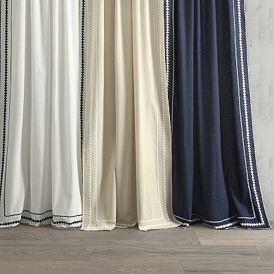 Lush Decor Olivia Ric Rac Embroidery Border Single Window Curtain Panel