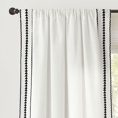 Lush Decor Olivia Ric Rac Embroidery Border Single Window Curtain Panel