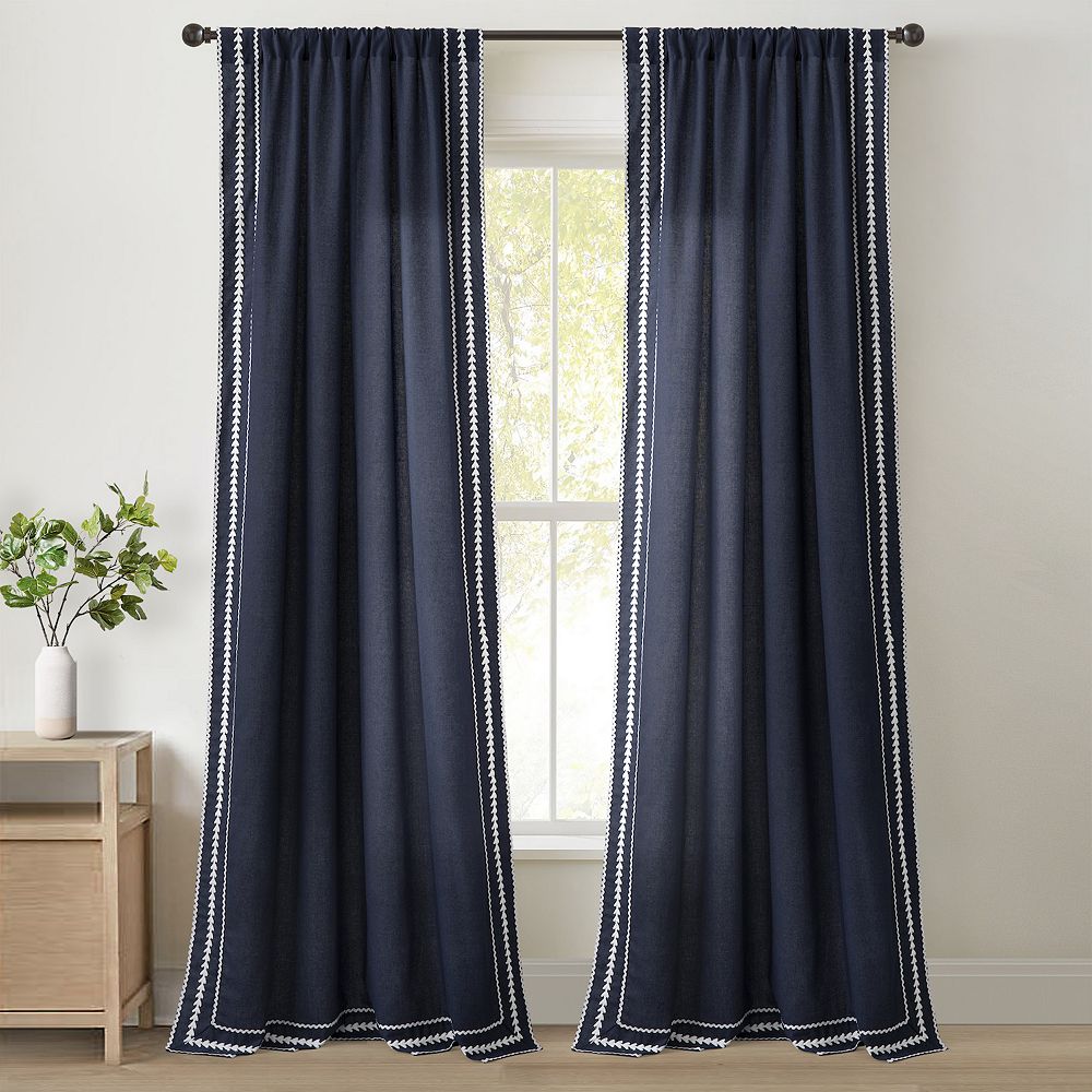 Lush Decor Olivia Ric Rac Embroidery Border Single Window Curtain
