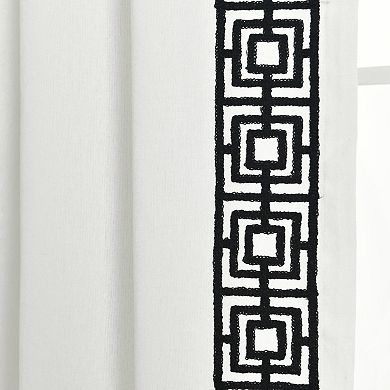 Lush Decor Luxury Modern Square Embroidery Border Single Window Curtain Panel