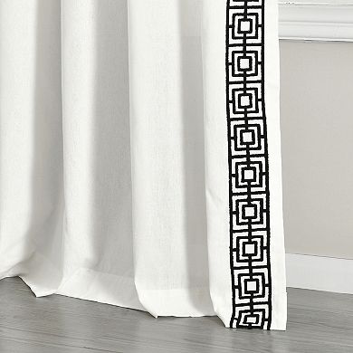 Lush Decor Luxury Modern Square Embroidery Border Single Window Curtain Panel