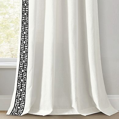 Lush Decor Luxury Modern Square Embroidery Border Single Window Curtain Panel