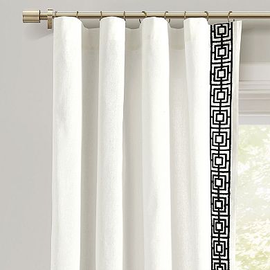 Lush Decor Luxury Modern Square Embroidery Border Single Window Curtain Panel