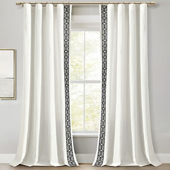 Lush Decor Luxury Modern Square Embroidery Border Single Window Curtain Panel