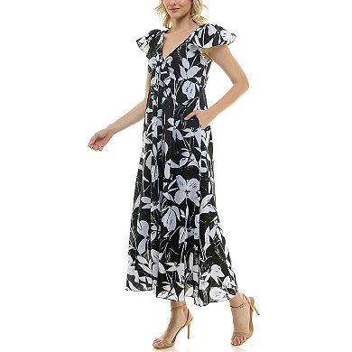 Women's Taylor Dress Ruffle Sleeve Maxi Dress