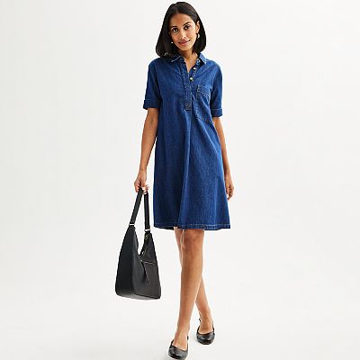 white christmas dresses Denim Lea Shirt Dress Solid Blue main image 1