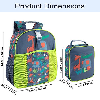Up We Go 3-Piece Allover Print Backpack, Detachable Lunch Bag & Keychain Set