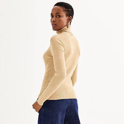 Cream ribbed turtleneck sweater best sale