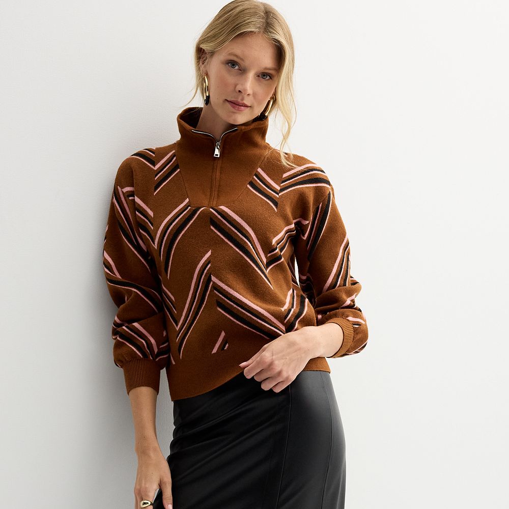 Women's Nine West Patterned Quarter Zip Sweater Women's Nine West Patterned Quarter Zip Sweater