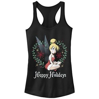 Disney's Tinker Bell Happy Holidays Heart Wreath Juniors' Graphic Racerback Tank