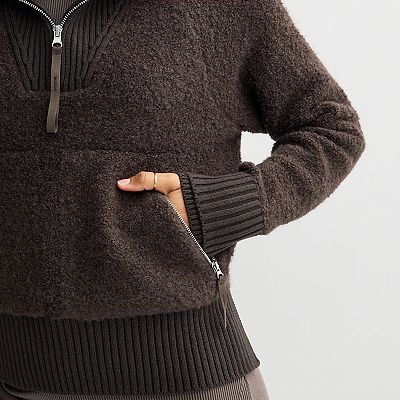 Women's FLX Chunky Quarter Zip Boucle Sweater