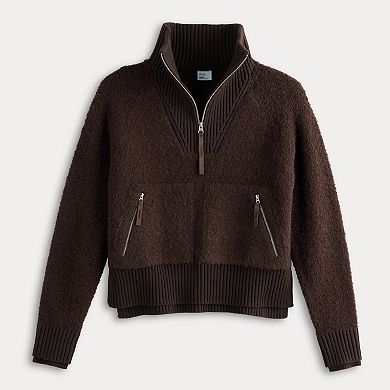 Women's FLX Chunky Quarter Zip Boucle Sweater