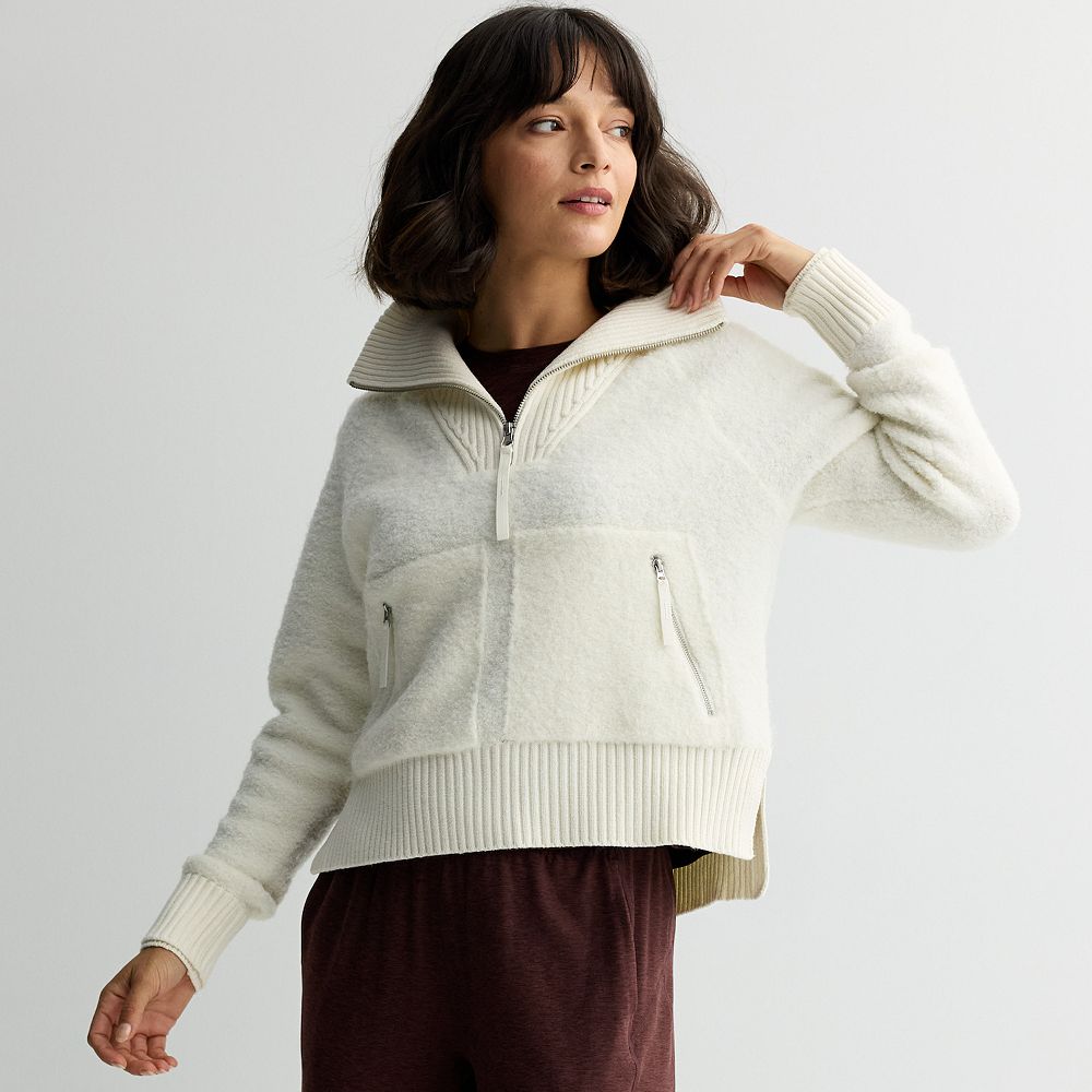 Women's FLX Chunky Quarter Zip Boucle Sweater