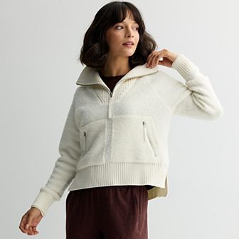 Women's FLX Chunky Quarter Zip Boucle Sweater