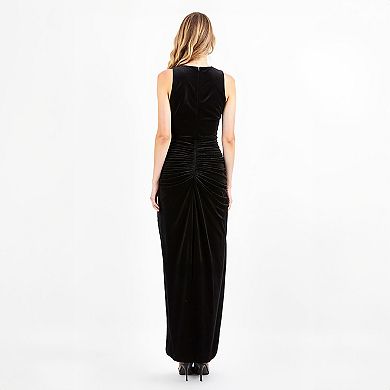 Women's BA Nites Long Velvet Wrap Front Dress