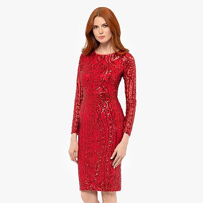 Women's BA Nites Short Sequin Long Sleeve Dress
