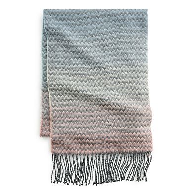 Women's Softer Than Cashmere Pink Ombre Zig Zag Scarf