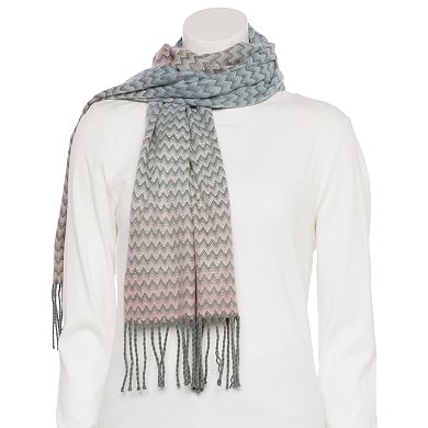 Women's Softer Than Cashmere Pink Ombre Zig Zag Scarf