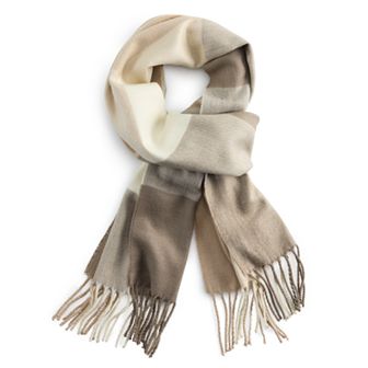 Women's Softer Than Cashmere Taupe Classic Plaid Scarf