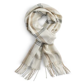 Women's Softer Than Cashmere White Classic Plaid Scarf